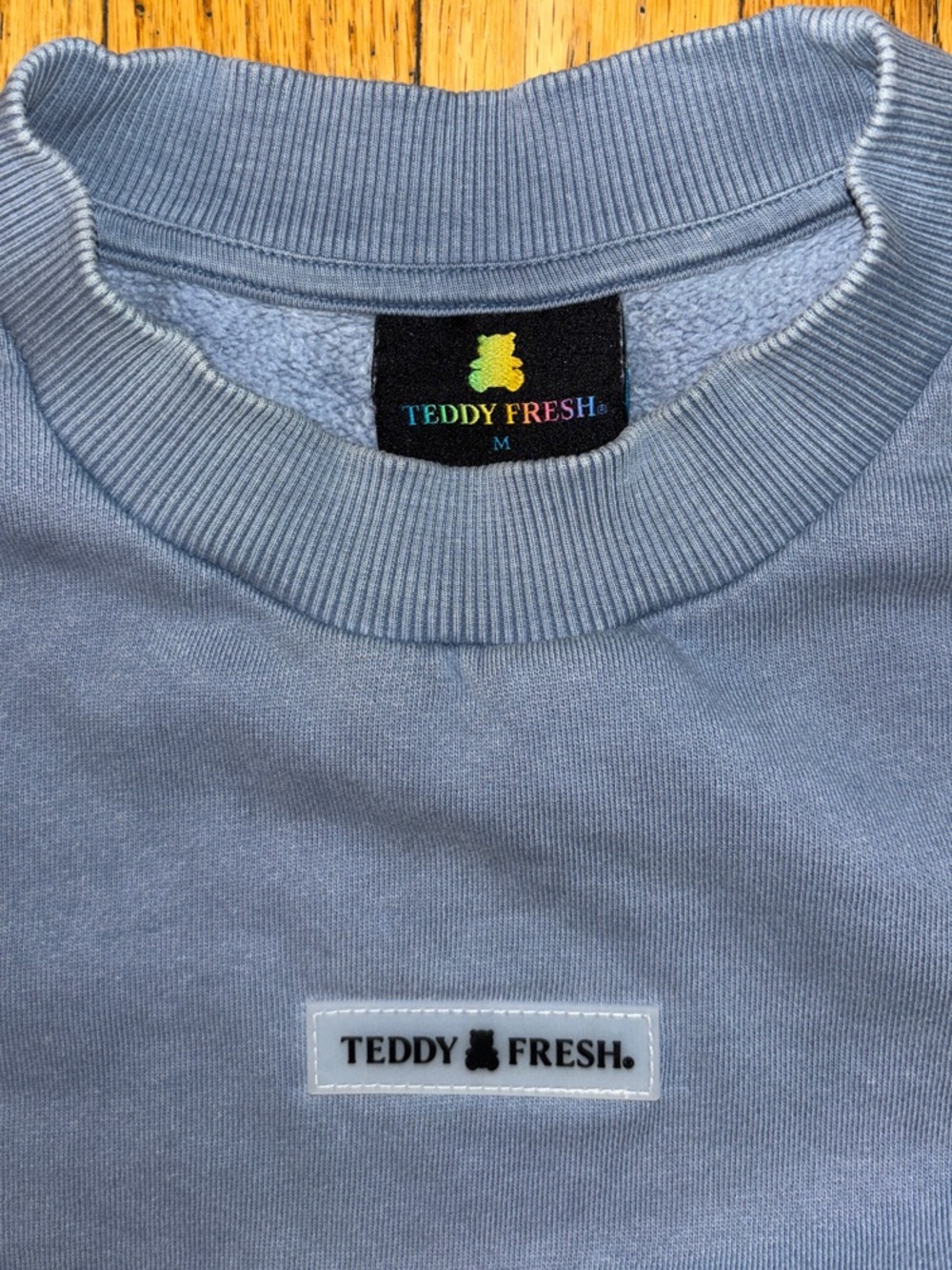 Teddy Fresh Classic Washed Blue-Grey Crewneck Sweatshirt - Medium